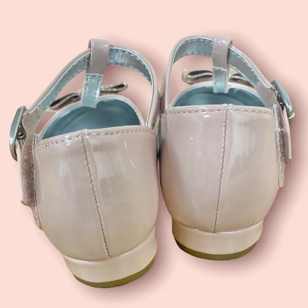 Flowers by Nina toddler ballet patent leather flats bow pink glitter coquette